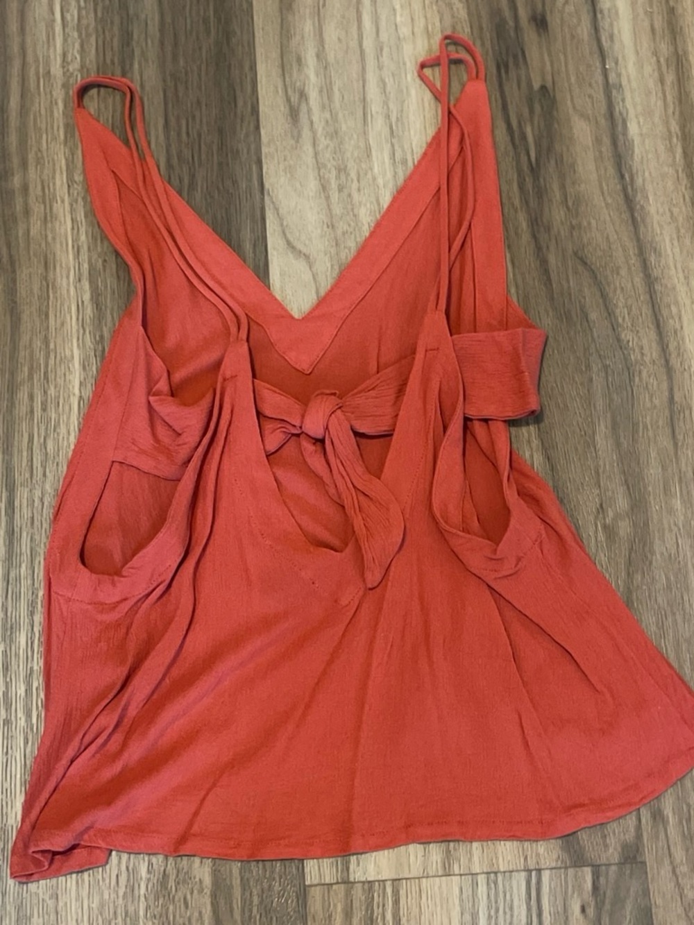 Orange V-Neck Spaghetti Strap Women's Tank Top - Picture 2 of 3